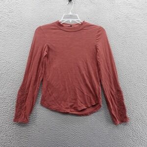 We The Free Embroidered Long Sleeve Top Small Red Women Bohemian Cotton‎
